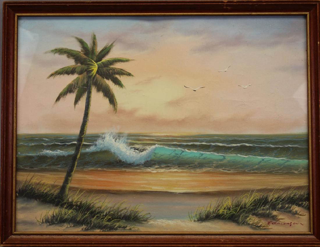 20th C. Florida School Beach Scene, Signed (1 of 4)