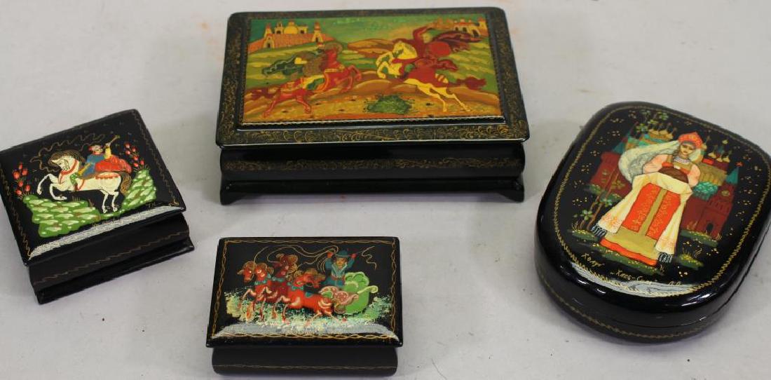 (4) Painted Russian Lacquerware Boxes (1 of 3)