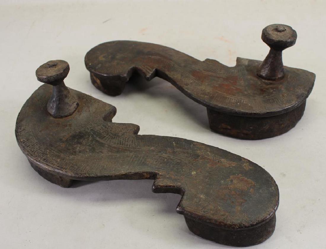 Antique Carved Wood Hindu Priest Sandals: Antique Carved Wood Hindu Priest Sandals. Length: 9.5 in.