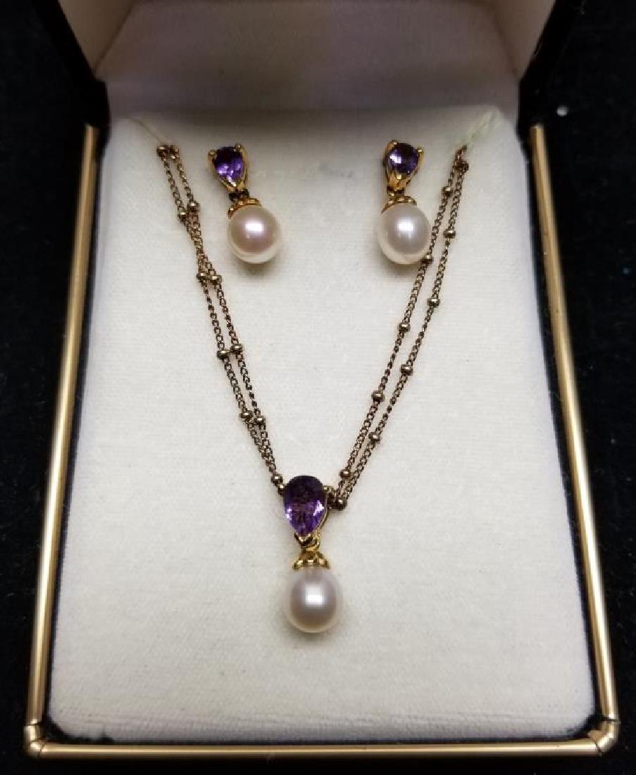 Sterling & Amethyst Necklace & Earring Set (1 of 4)