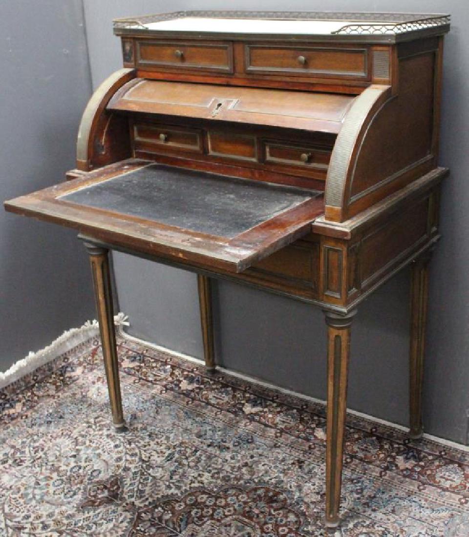 Antique French Marble Top Roll Top Desk (1 of 4)