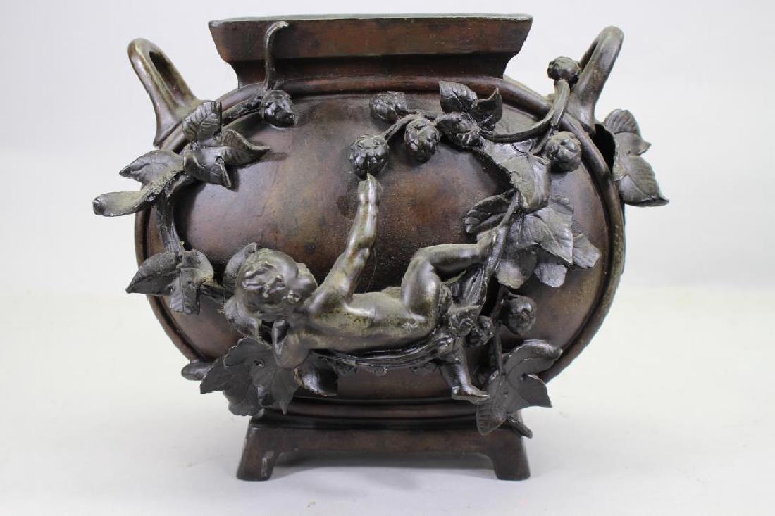 French, Bronze Twin Handled Vase with Cherub (1 of 4)