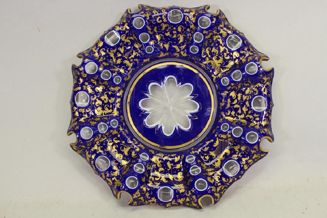 Italian Cobalt/Gilt Glass Dish (1 of 3)