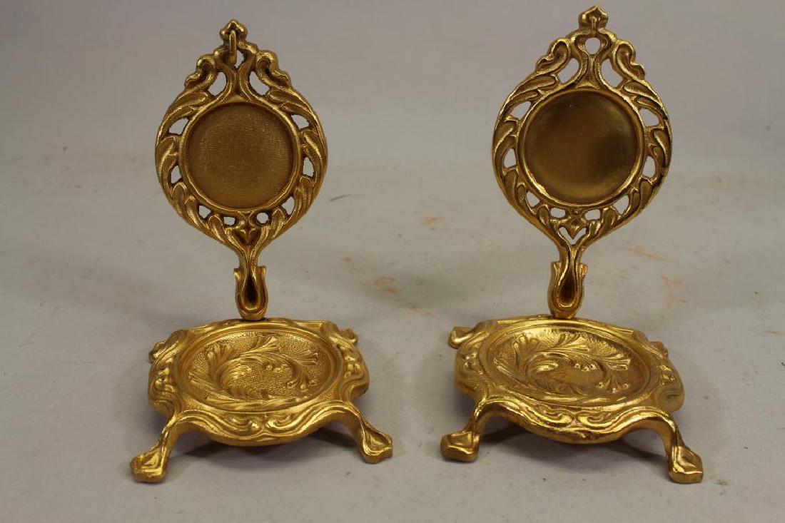 (2) Footed Gilt Dore Bronze Diminutive "Mirrors" (1 of 2)