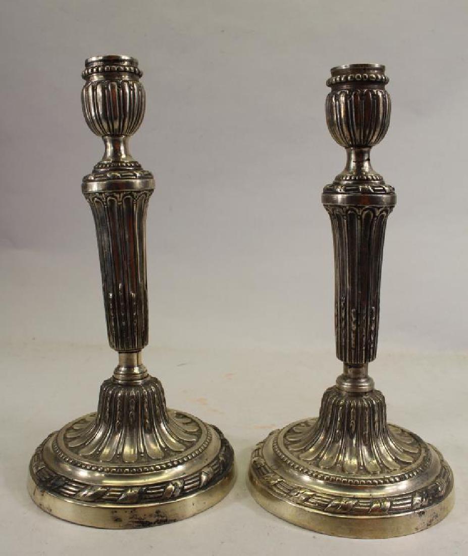 Pair of Antique Silverplate Candle Holders (1 of 2)
