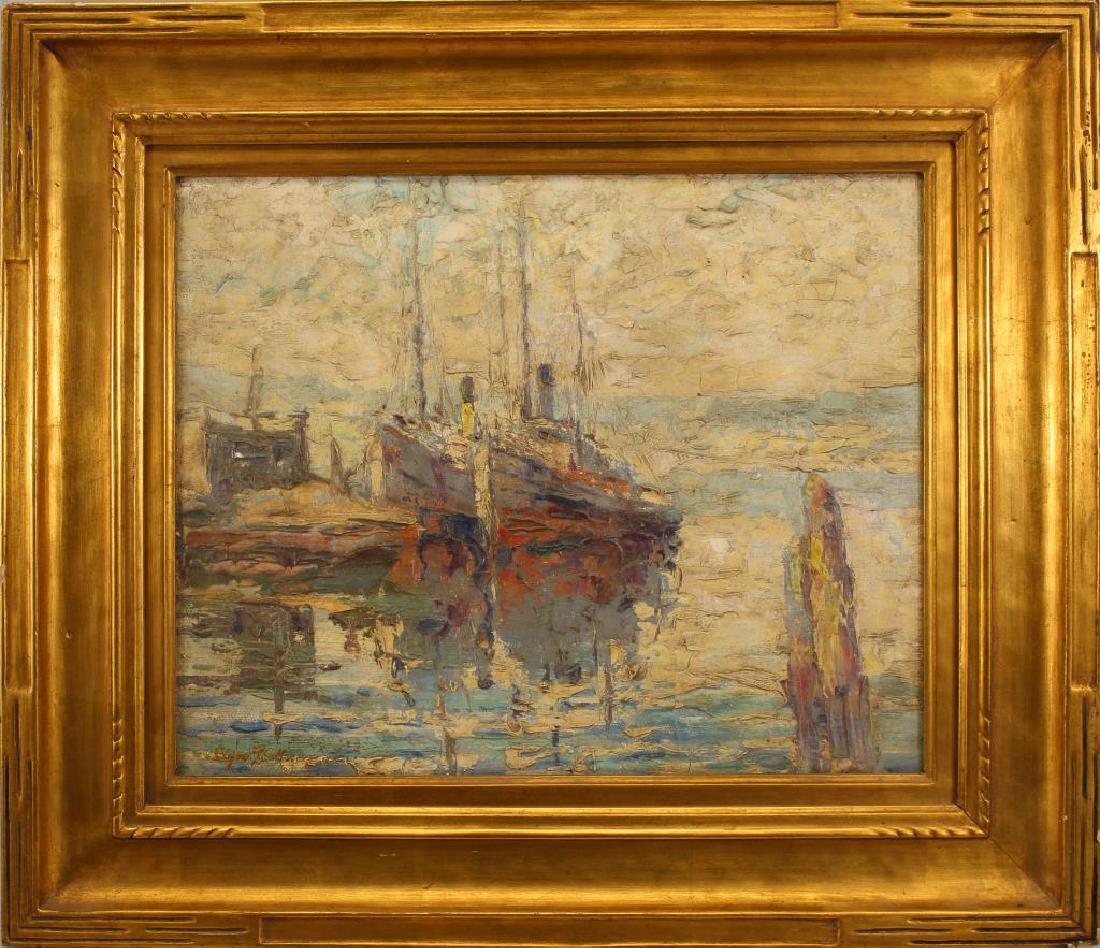 Signed, Impressionist New England Harbor Scene (1 of 4)