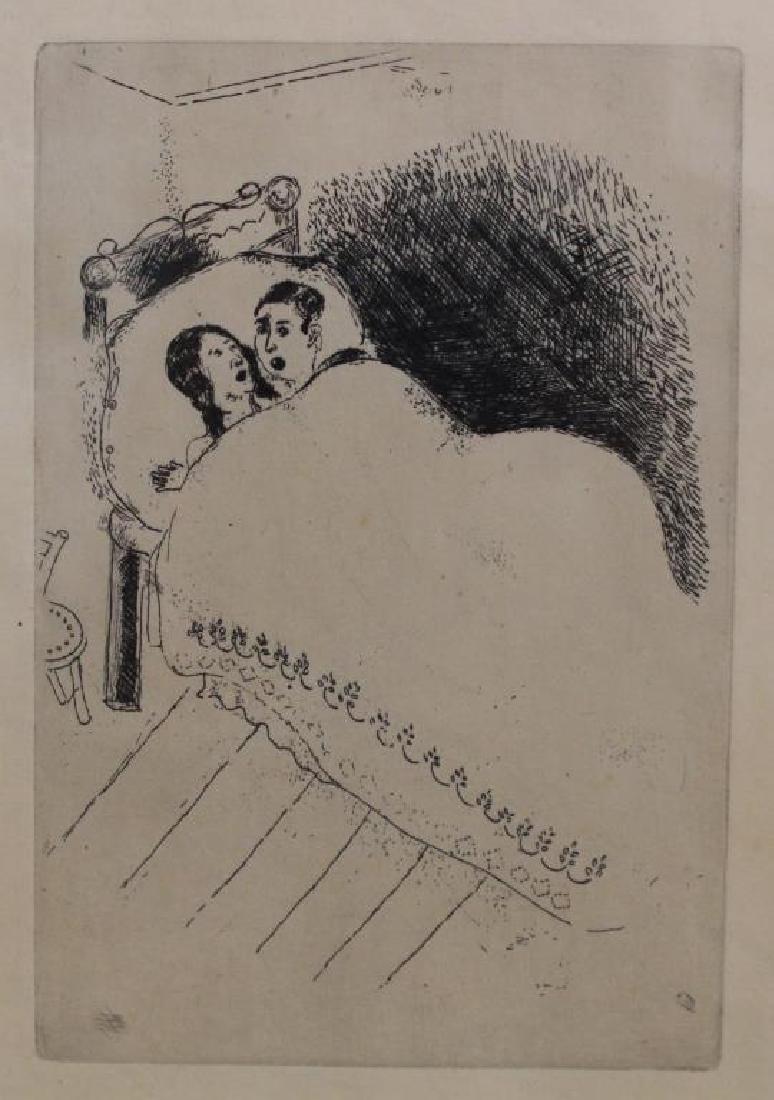 "Maternity" Marc Chagall Etching: "Maternity" After Marc Chagall etching. Image Size: 7 x 5 in. Overall Size: 14 x 11 in. Framed behind glass. Unsigned.