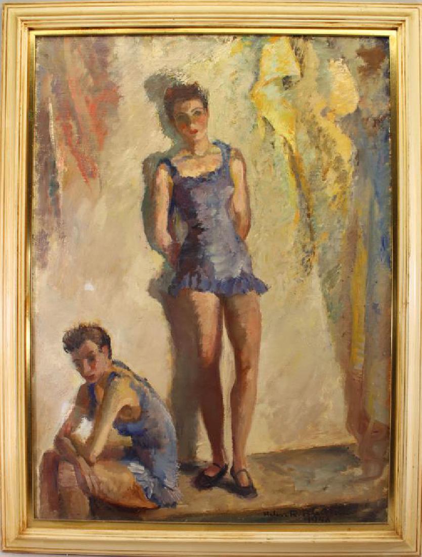 1948, Signed Painting of Two Young Ballerinas (1 of 4)