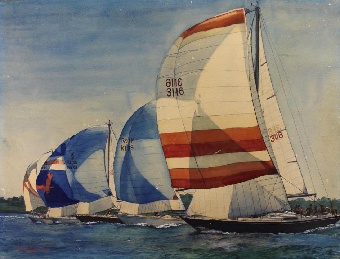 American School, '82 Yacht Racing Scene. Signed (1 of 4)