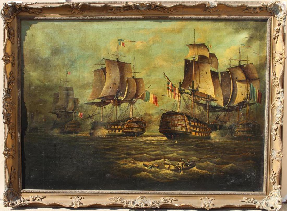Large Antique Painting of Naval Battle Jan 21, 2018 Sarasota Estate