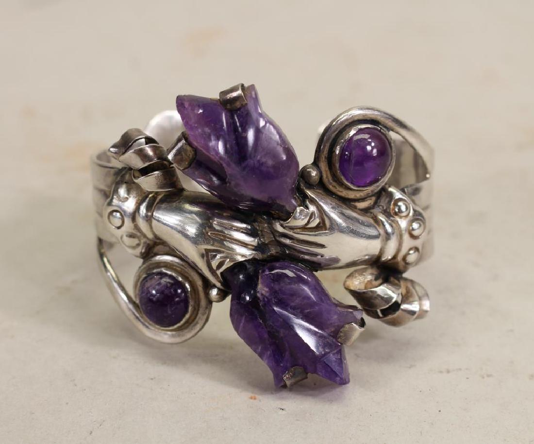 Mexican Silver & Amethyst Bracelet (1 of 6)