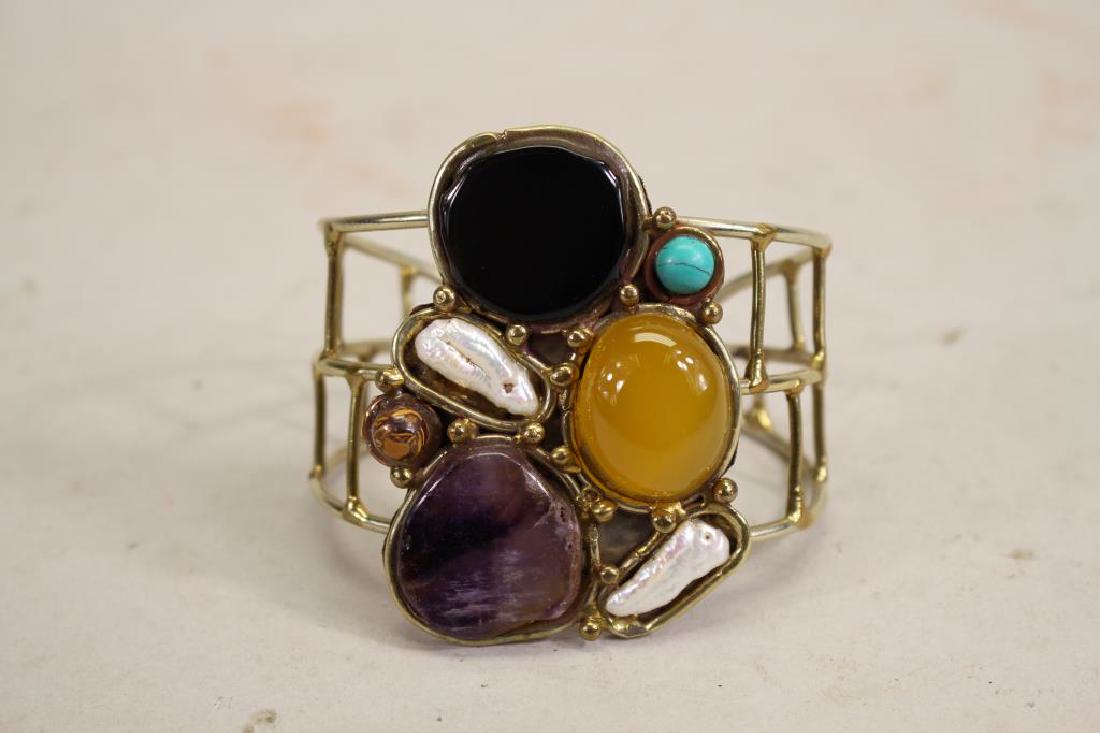 Semi Precious Stone and Brass Bracelet (1 of 5)