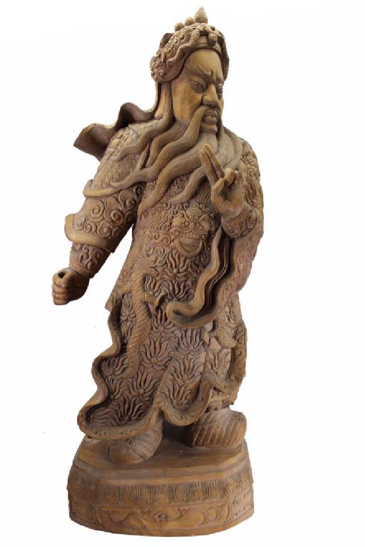 Vintage Chinese Carved Wooden Chinese Warrior (1 of 3)