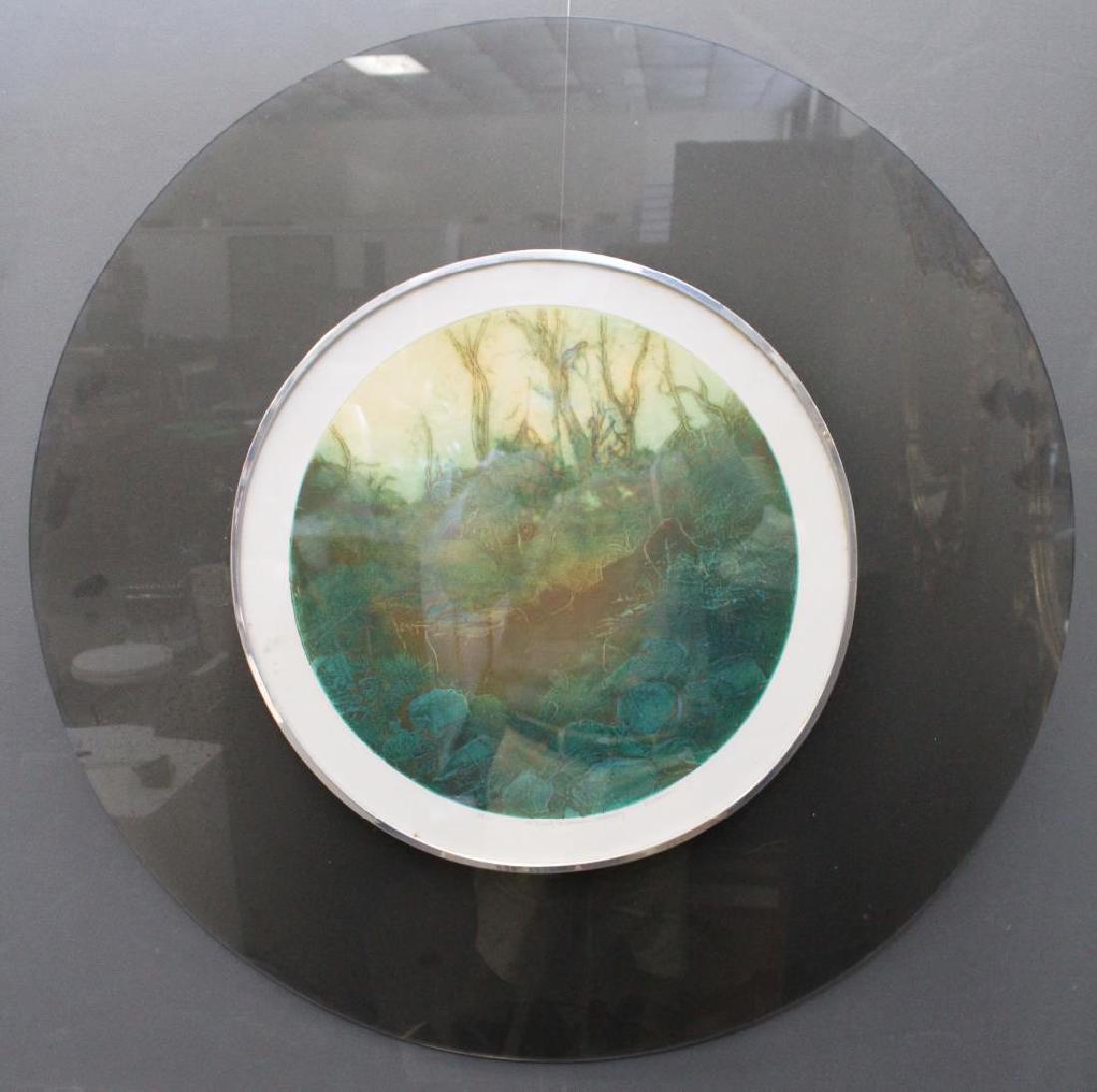 Ruth Rodman (20th C) "A Cool Summer Memory": Ruth Rodman (20th C) "A Cool Summer Memory" lithograph. Signed, titled and numbered in lower margin. Diameter of artwork: 17 inches. Overall diameter: 36 inches.