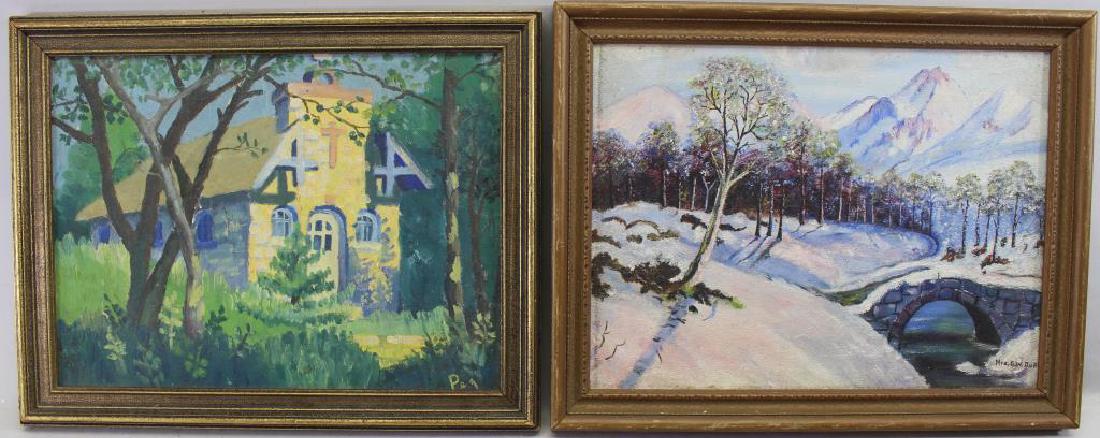 (2) Signed Winter & Spring Landscapes (1 of 4)