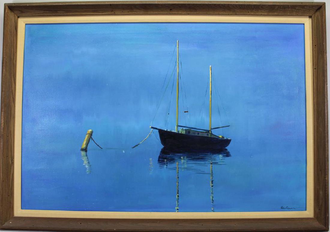 Signed, American School Painting of a Boat at Sea (1 of 3)