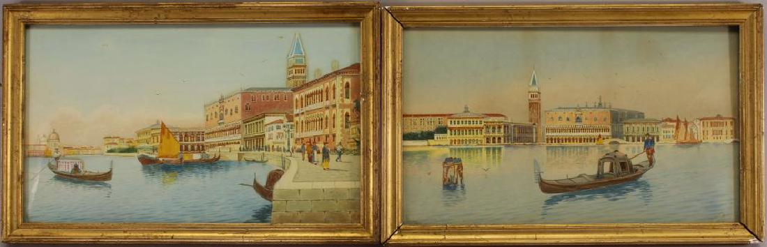 (2) European School Views of Venice Italy, Signed (1 of 6)