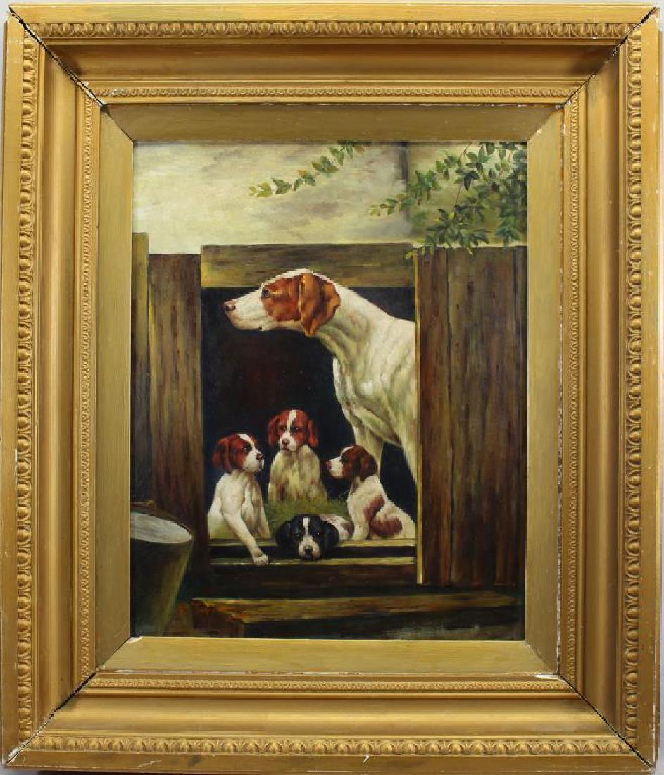 P. Thomas, Signed Painting of a Litter of Puppies (1 of 4)