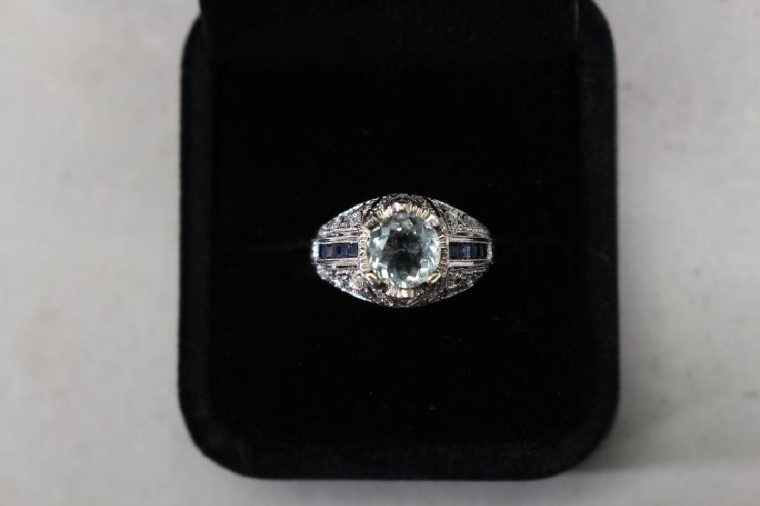 14KT White Gold Ladies Aquamarine/Sapphire/Diamond (1 of 5)