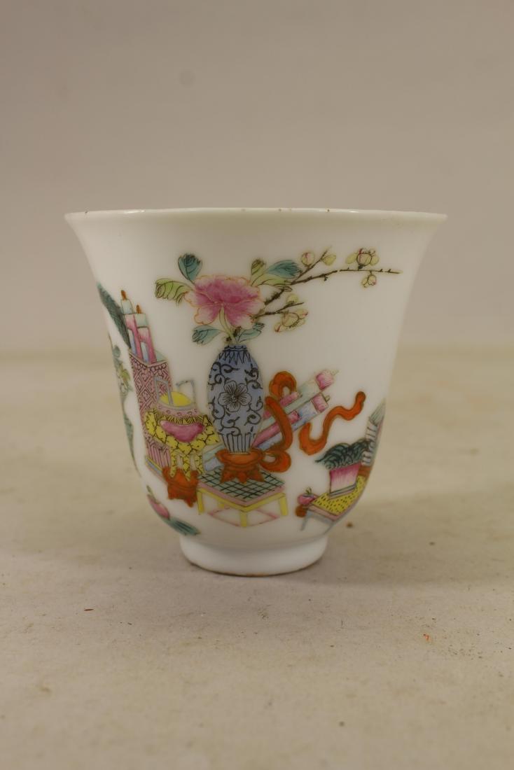 Chinese Export "Hundred Antiques" Cup, Signed (1 of 3)