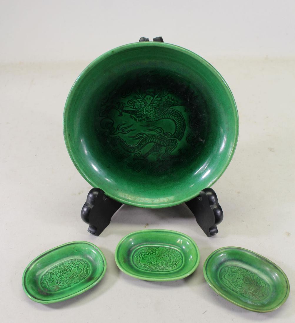 Spinach Green Chinese Glazed Dragon Dish (1 of 6)