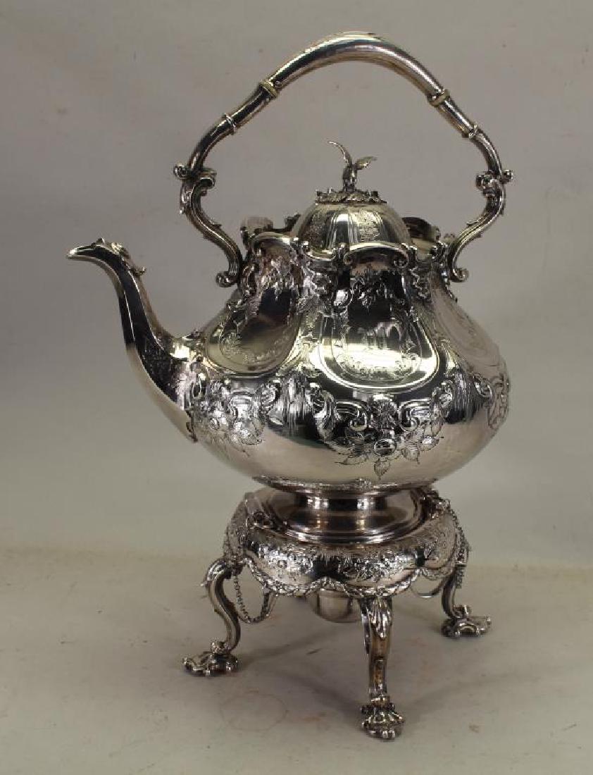 Antique English Silver Plate Kettle on Stand