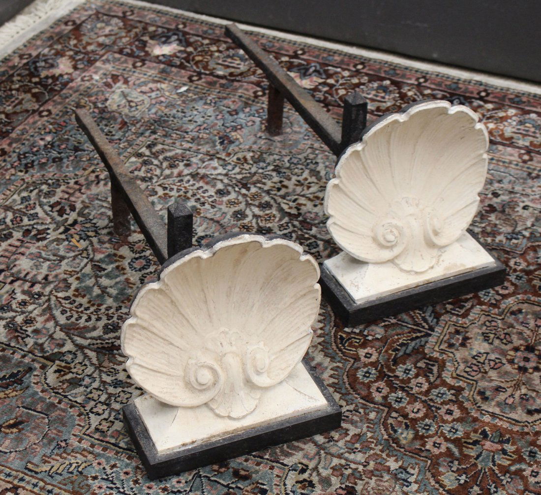 Antique Shell Form Andirons (1 of 2)