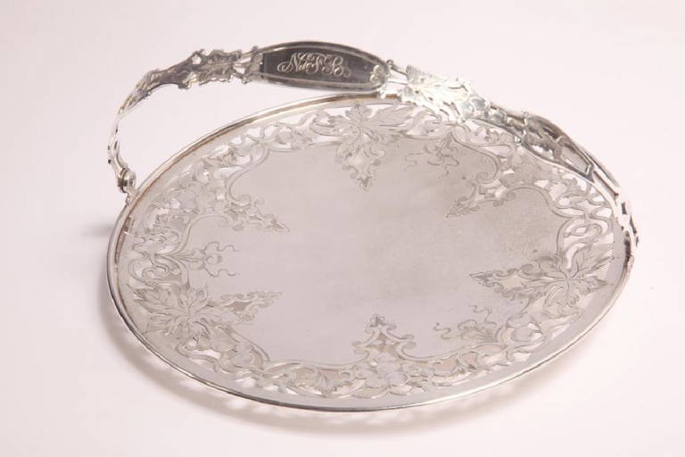 Antique Sterling Silver Platter With Handle