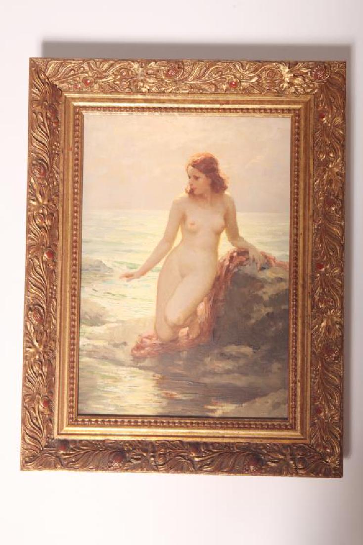 Joseph Tomanek 1889-1974 Gilt Framed Oil on Board: Joseph Tomanek 1889-1974 Gilt Framed Oil on Board Ocean nude scene Sight Size: 13 1/2 x 9 1/2 inches