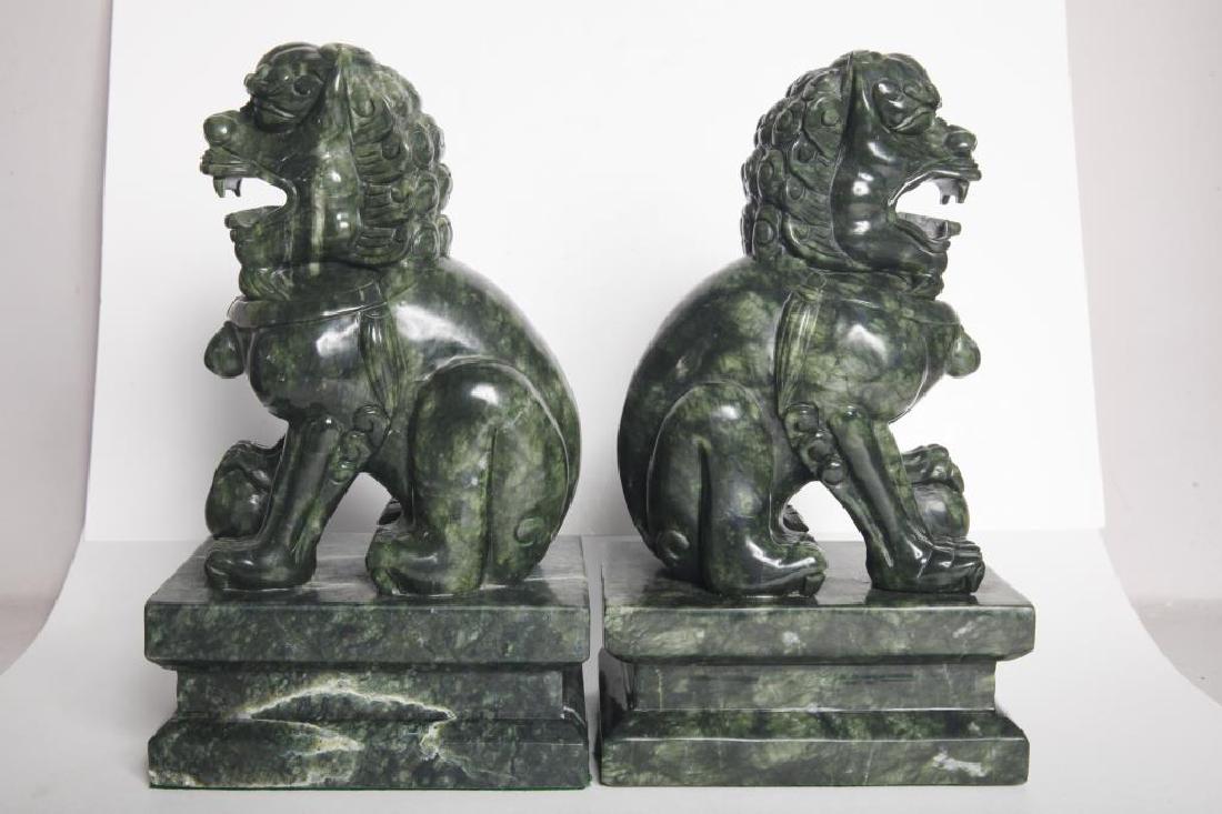 Pair of Carved Chinese Foo Dogs: 11 inches each tall