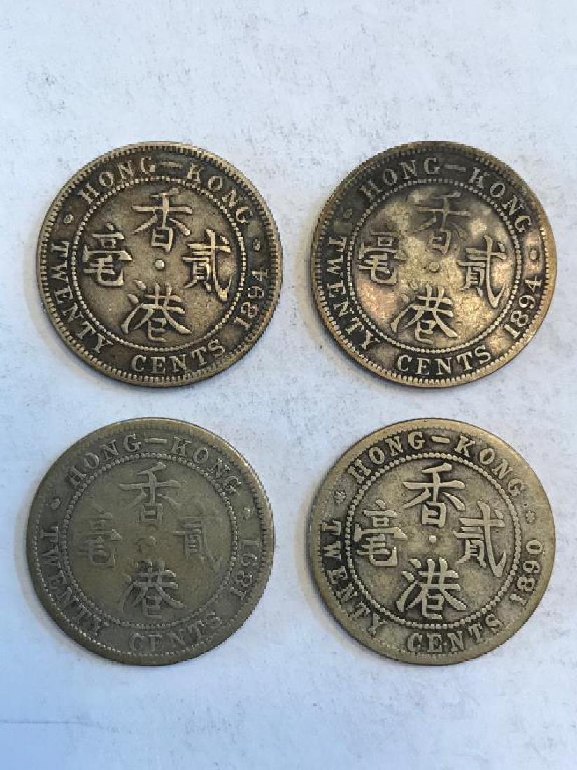 1890s Four (4)  Twenty Cents Silver Coins (1 of 2)