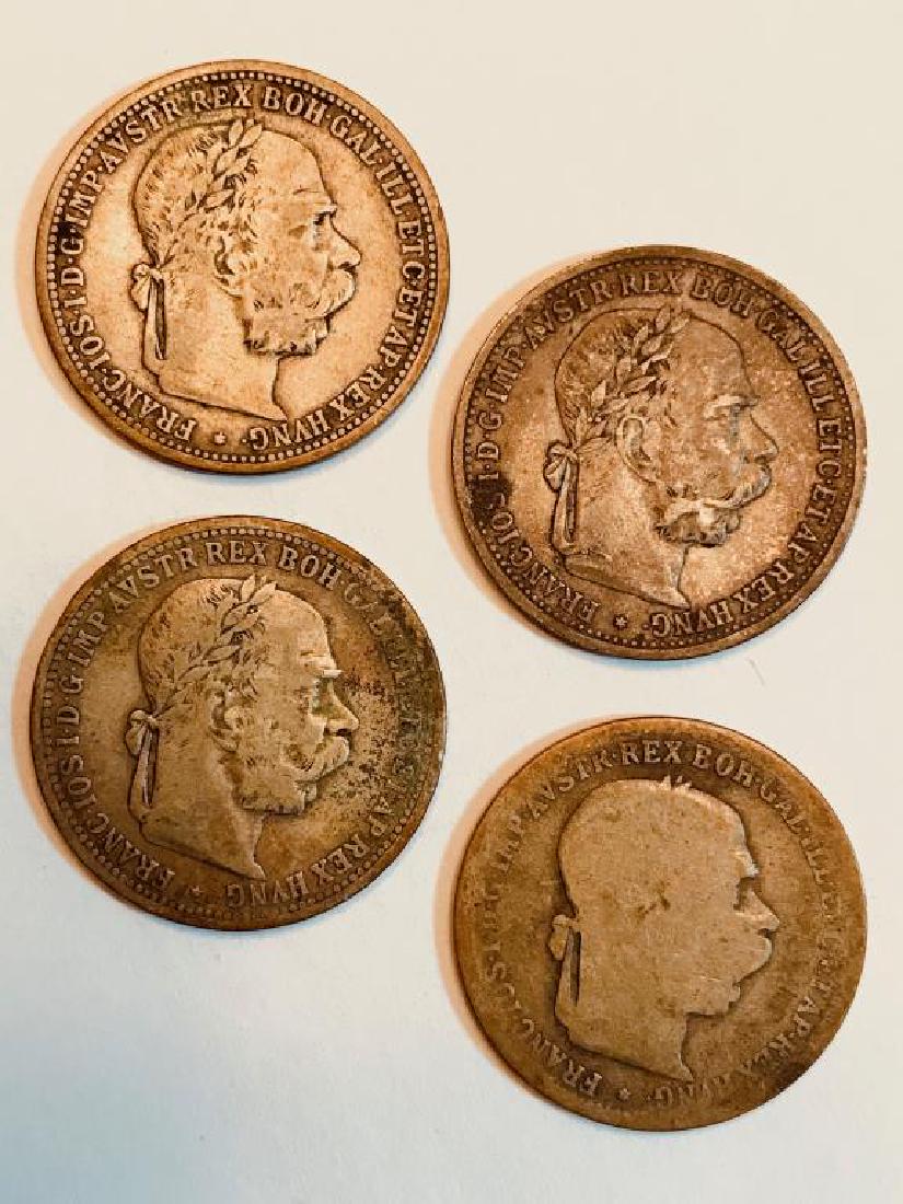 1890s Four (4) 1 Corona Austrian Silver Coins (1 of 2)