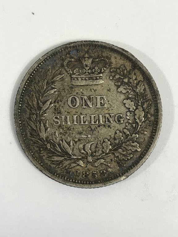 1858 Queen Victoria One Shilling Silver Coin (1 of 2)