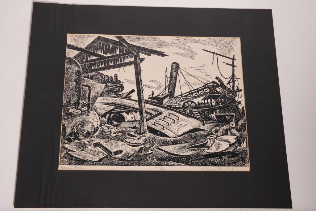 Charles Surendorf (1906-1979) "Various Forms": Charles Surendorf (American, California 1906-1979) Linocut titled "Various Forms"Born on Nov. 9, 1906 in Richmond, Indiana, Charles Surendorf, following graduation from Ohio State University, studied 