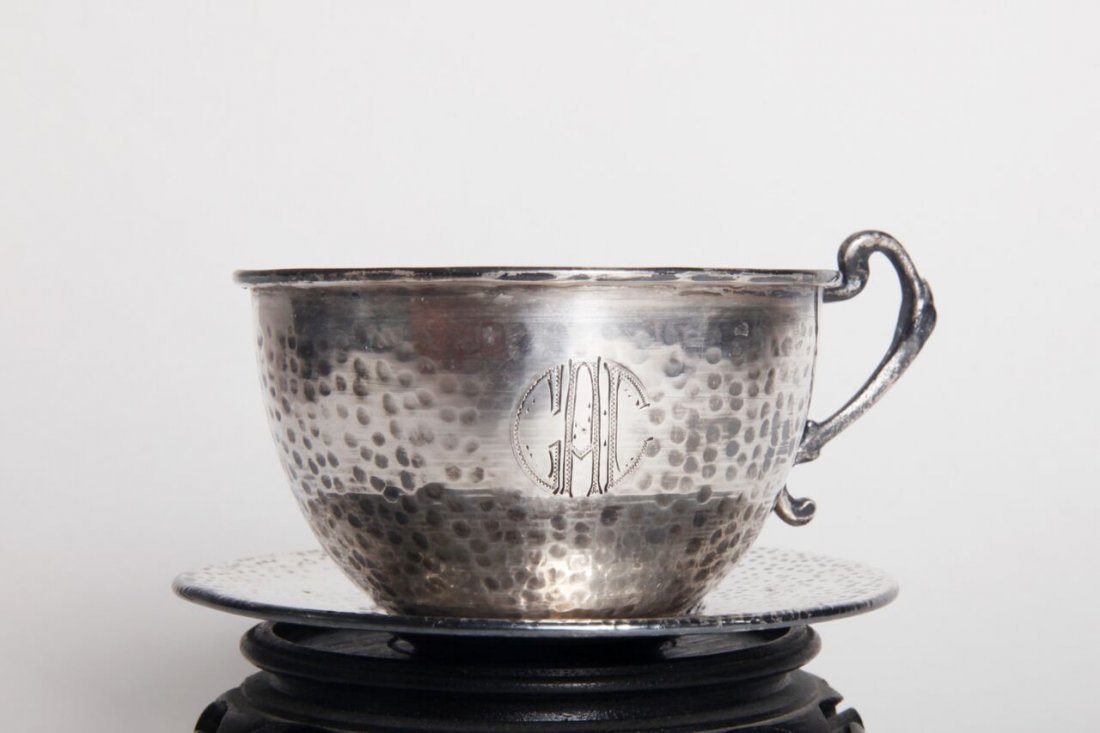 Coin Silver Hammered Teacup and Saucer (1 of 5)