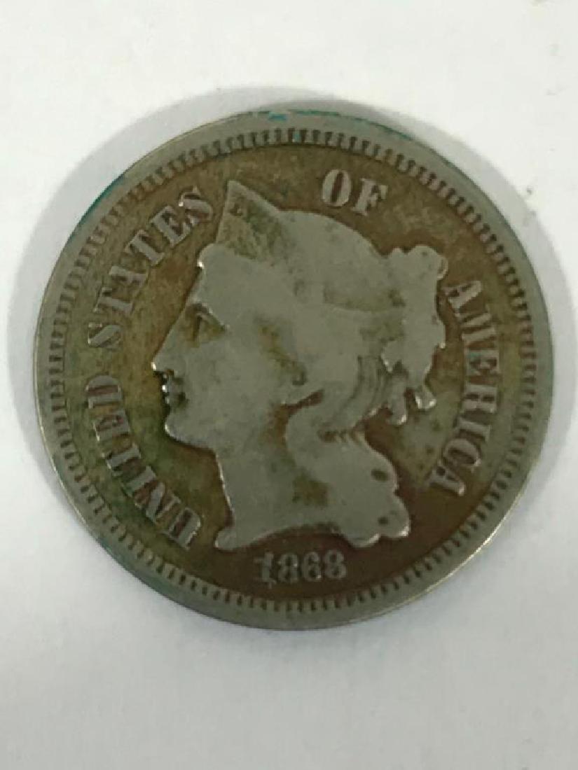 1868 U.S. Three Cents with shield (1 of 2)