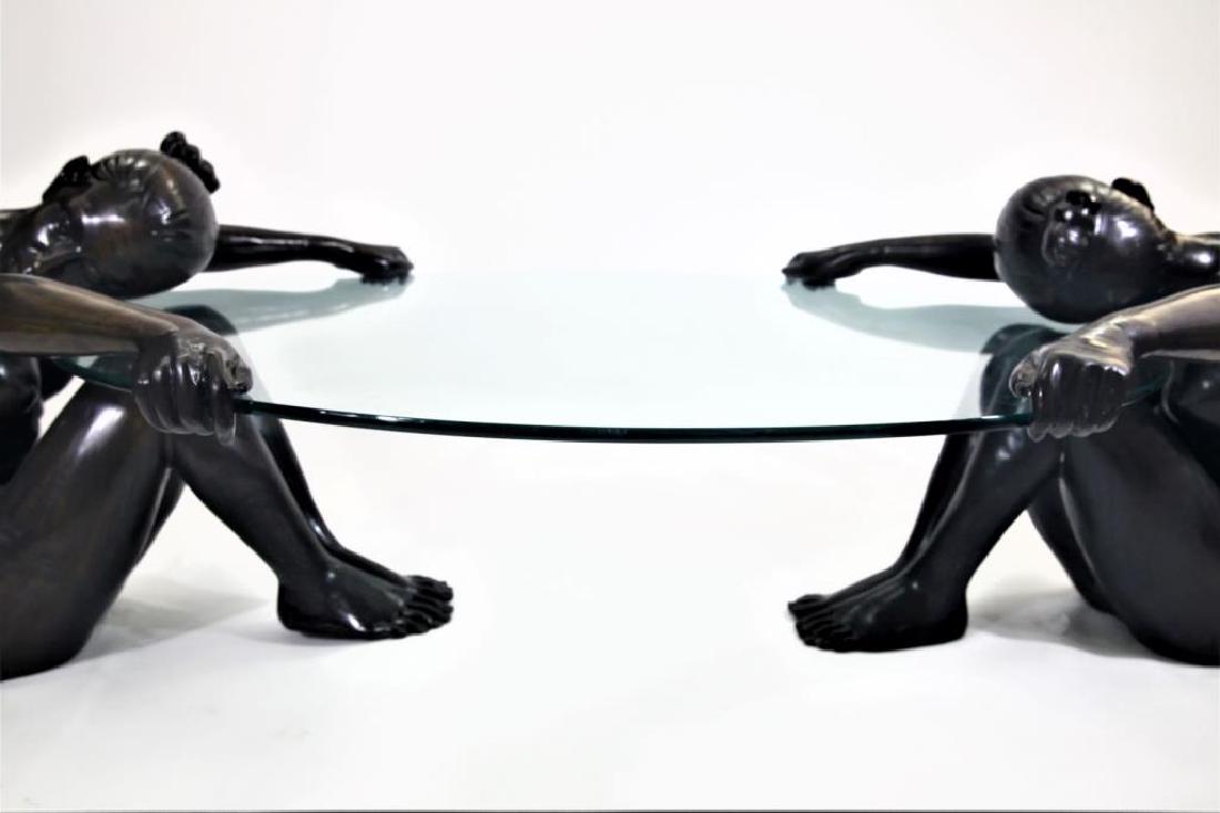 Bronze and Glass Female Figurine Coffee Table (1 of 9)