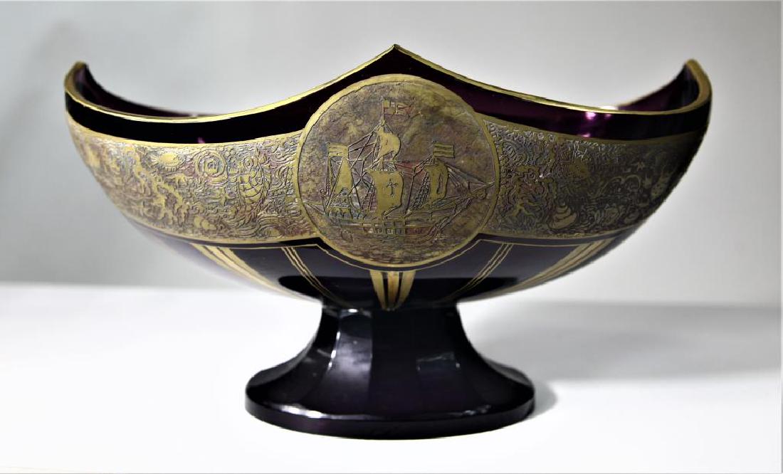 (1) Moser black amethyst center-piece bowl (1 of 3)