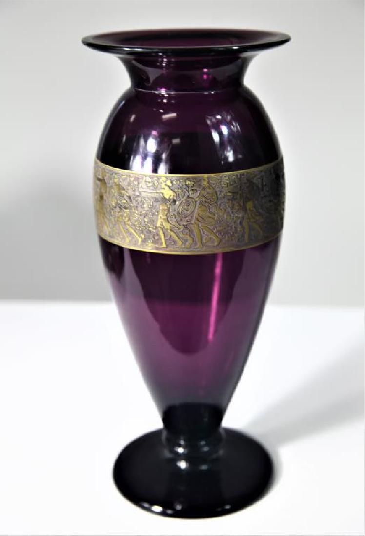 (1)  "Moser Karlsbad”  amber footed vase (1 of 2)