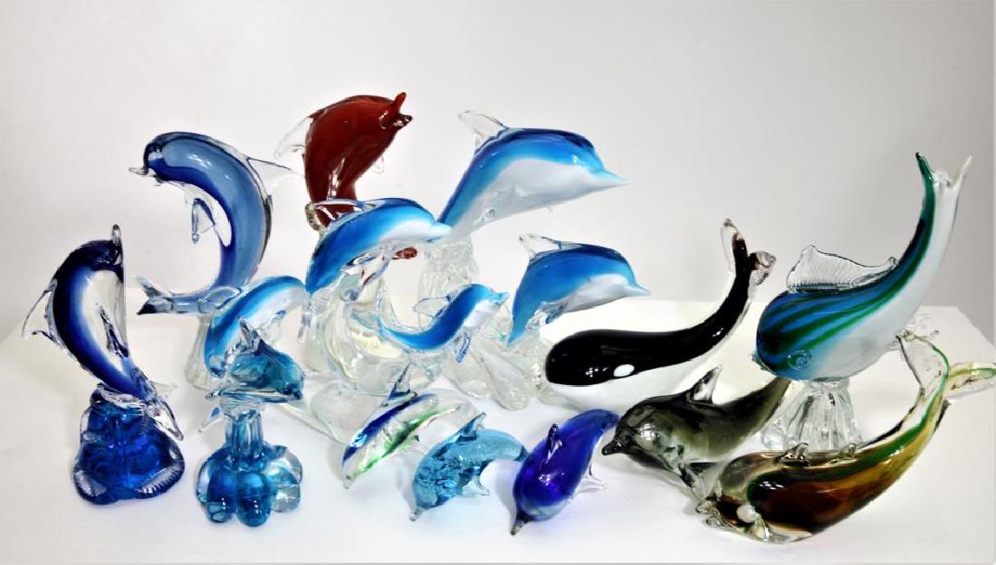 Thirteen (13) Murano-style dolphins (1 of 15)