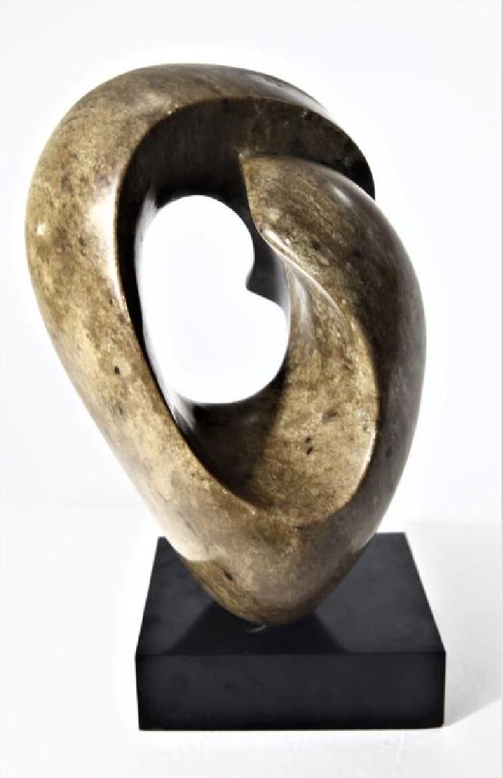 Carved Abstract Stone Sculpture on Base (1 of 4)
