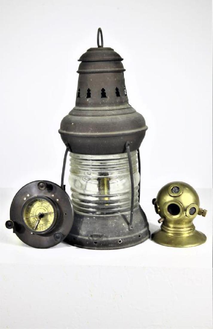 Antique Nautical anchor light, compass, helmut (1 of 8)
