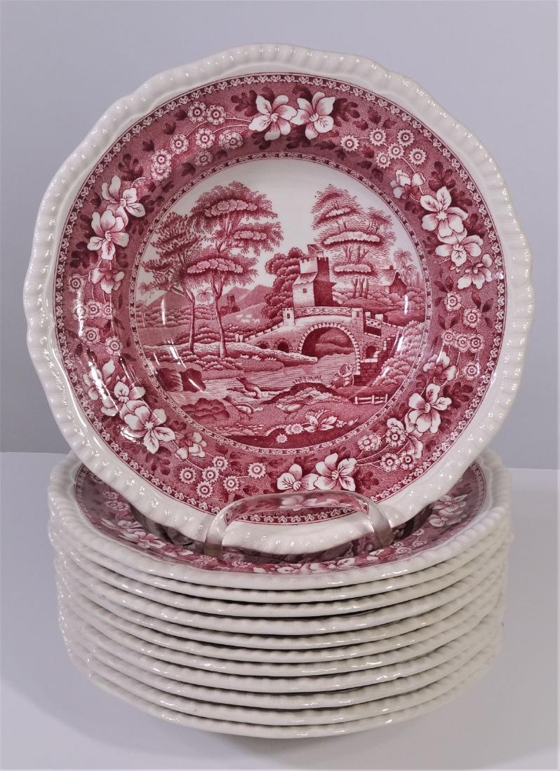 (12) Copeland Spode Tower England Red Plates: (12) Copeland Spode Tower England Red Plates_x000D_ Size: 9 1/2 in round