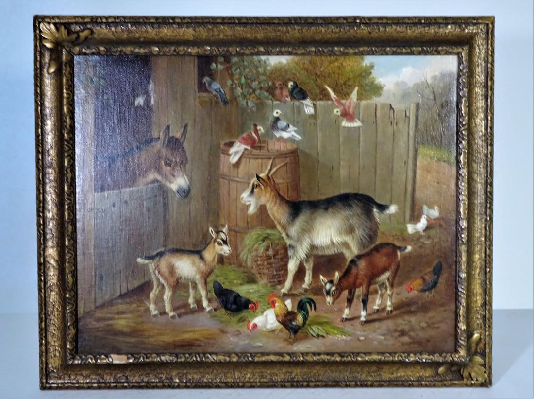 Edgar Hunt (1876 - 1955) Farm Scene, Oil on Canvas: Edgar Hunt (1876 - 1955) Oil on Canvas. Edgar Hunt was best known for his paintings of chickens but he also painted other birds such as ducks which were very popular during the period. Highly successf