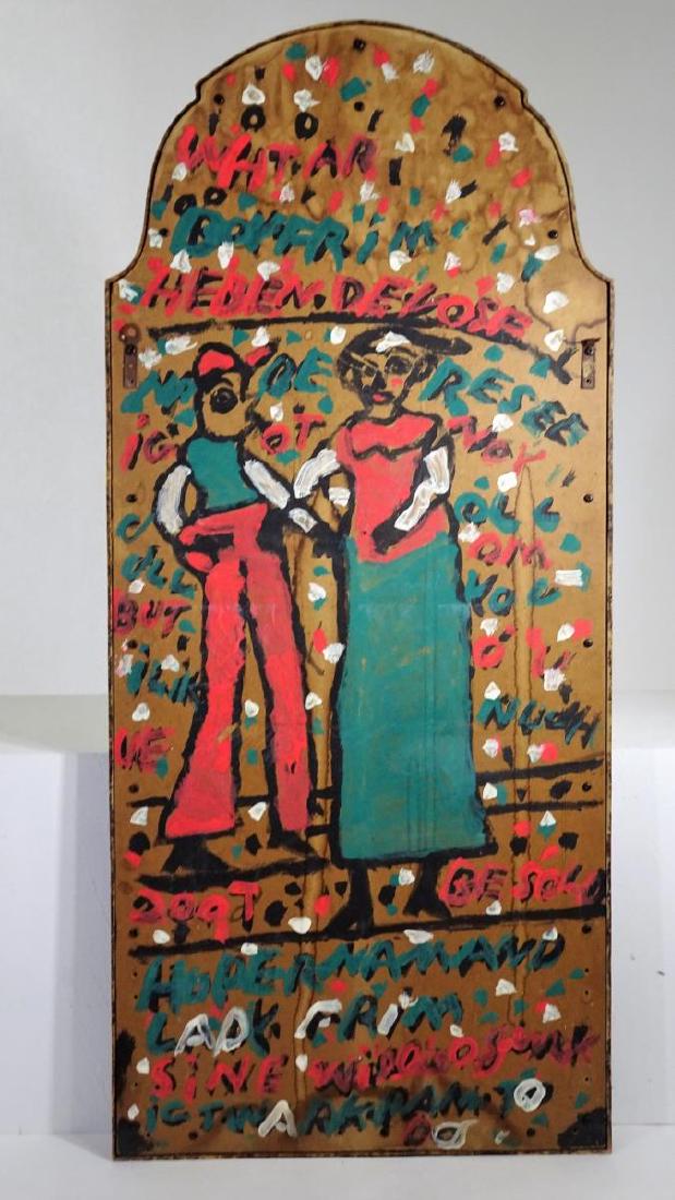 Willie Jinks (1921-2012) Acrylic on Back of Mirror: Willie Jinks (1921-2012) Acrylic on Back of Mirror CONDITION - By registering to bid for this auction (either in-house or online) and/or placing a bid in this auction. The BIDDER/BUYER agrees to all t
