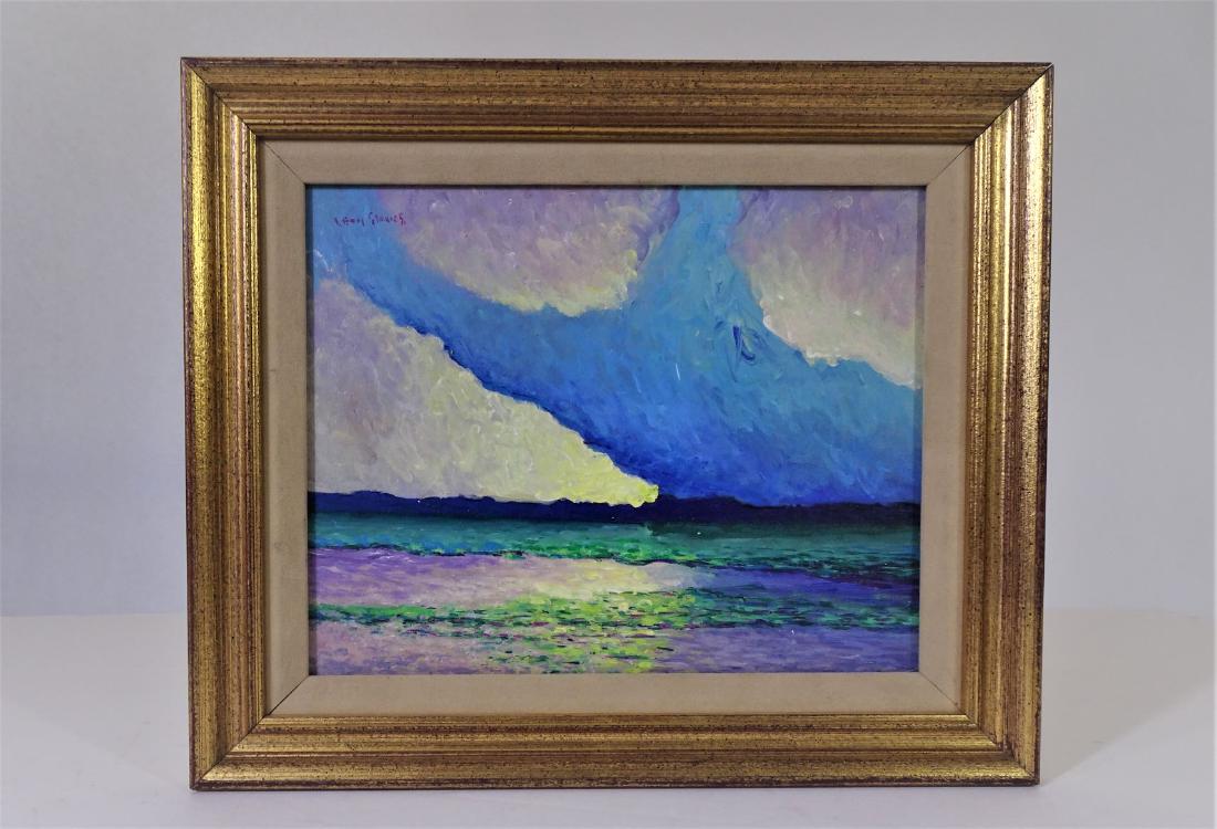William Leon Stacks (1928-1991), Oil on Board: William Leon Stacks (1928-1991), Oil on Board. Size: O:12 x 11 S: 9.5 x 7.5 Signed upper right.