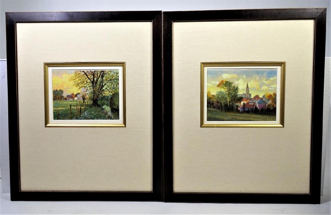 Set of 2 Max Hayslette's (Born 1930),Oil on Boards: Set of 2 Max Hayslette's (Born 1930), Oil on Board. Signed lower right. Titled: Zottegem Suite xIII Dated 3/2/99. Titled: Zottegem Suite No. 30 Dates 4/20/99 Size: 16 x 20 Hayslette was born in Rupert