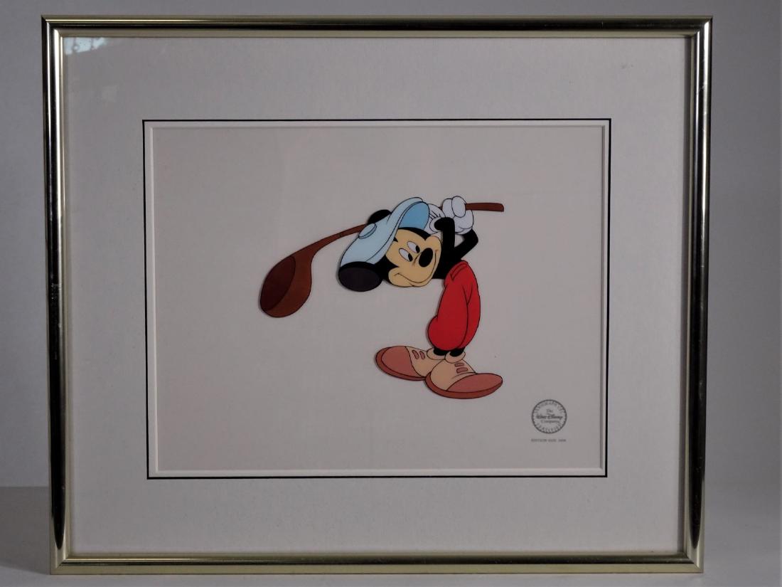 Serigraph Cell of Mickey Mouse playing Golf: serigraph. CONDITION- By registering to bid for this auction (either in-house or online) and/or placing a bid in thisauction. The BIDDER/BUYER agrees to all the terms and conditions of Sarasota Estate