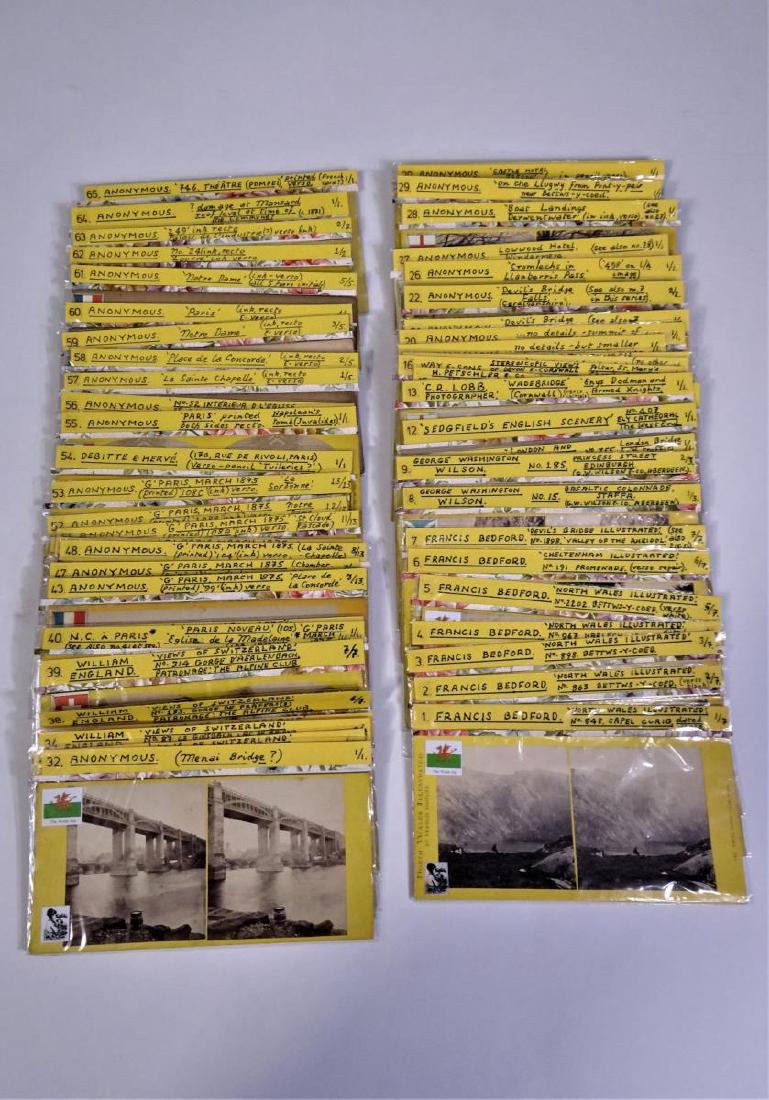 65 Stereoview Cards from The UK and France: This lot consists of 65 stereo view cards from the United Kingdom and France. They were issued in the late 1800’s and early 1900’s by Francis Bedford, H Petschler, Beckett & Wills, G W Wilson (186