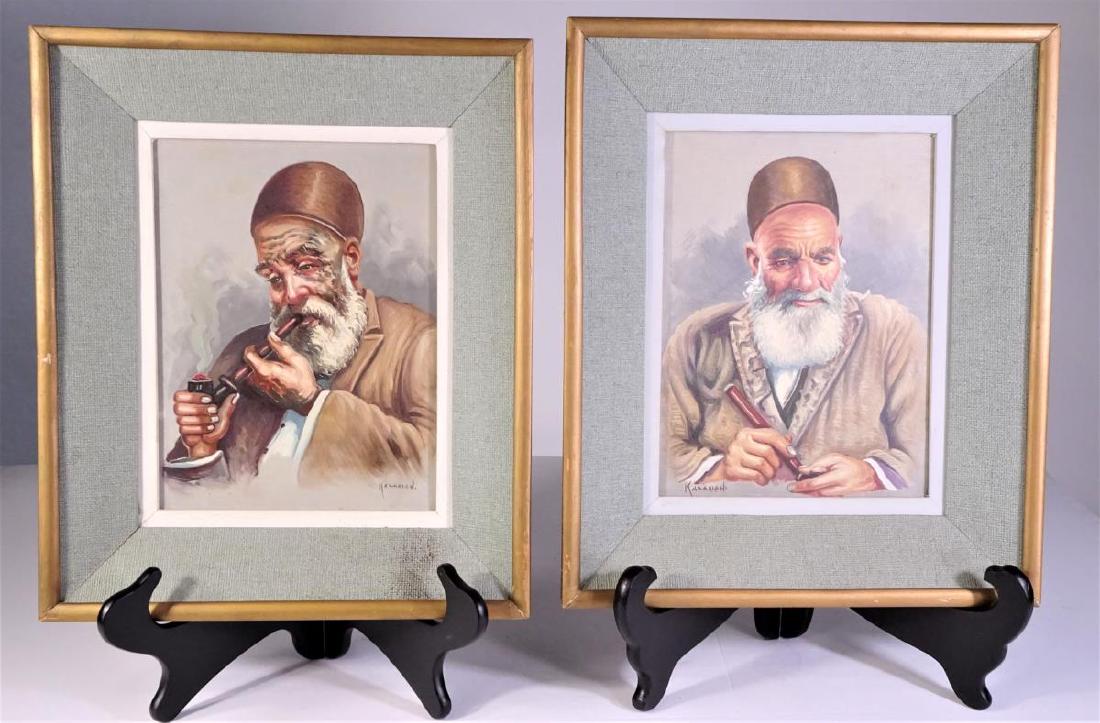 Pair of 2 Alejke Gurgin Kazarian (born 1938) O/C: Alejke Gurgin Kazarian is active/lives in Russian Federation, Armenia. SIgned bottom right and bottom left. S: 9 x 6 3/4 in. O: 13 3/4 x 11 1/2 in.